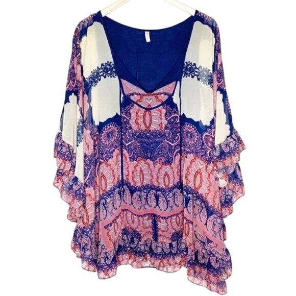 Free People Marla Dreams Blue Boho Tunic - Picture 3 of 6